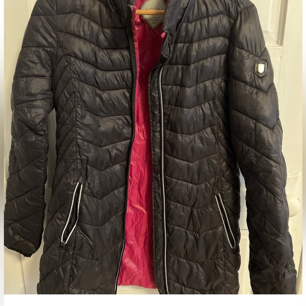 Noize Black Puffer Jacket with Pink Interior
